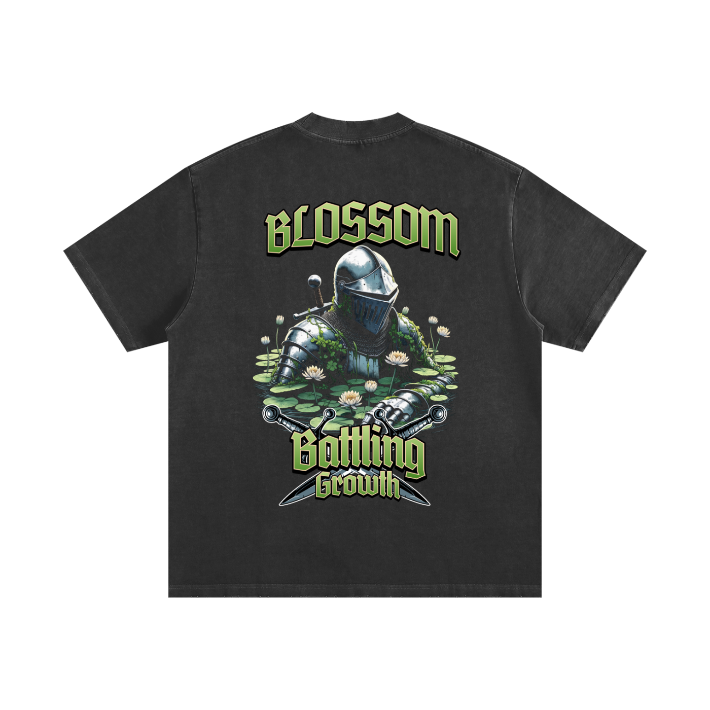 Battling Growth Heavyweight Vintage Washed Frayed T-Shirt - 430 GSM