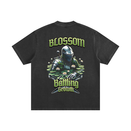 Battling Growth Heavyweight Vintage Washed Frayed T-Shirt - 430 GSM
